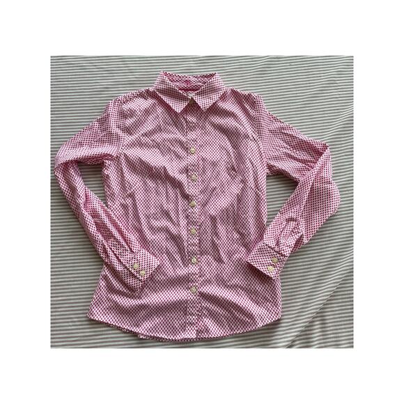 Banana Republic Women's Pink Gingham Button-Up Shirt Size 6 Fitted Professional - Picture 1 of 7